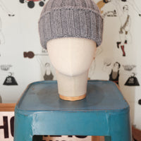 Large stripes Grey cashmere beanie