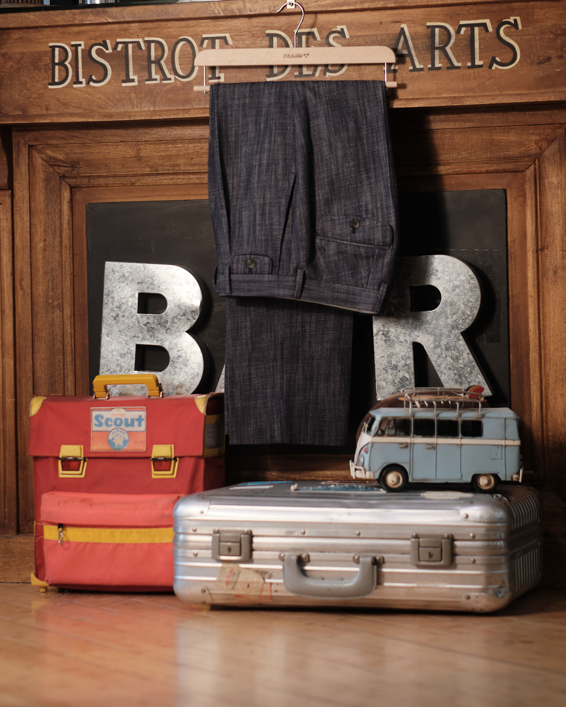 Tailored Denim Cotton Pleated trousers