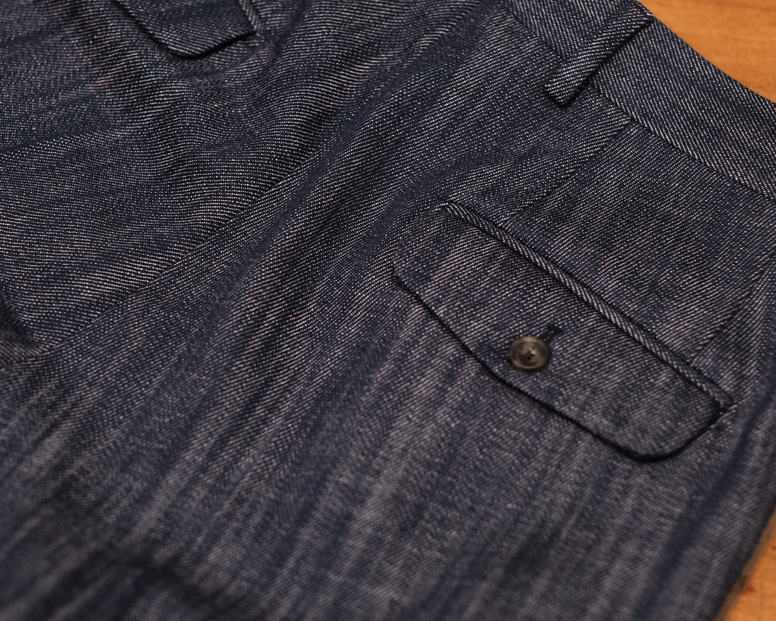 Tailored Denim Cotton Pleated trousers