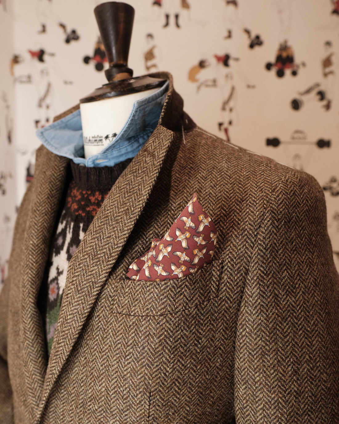 Shetland wool Herringbone Brown Blazer