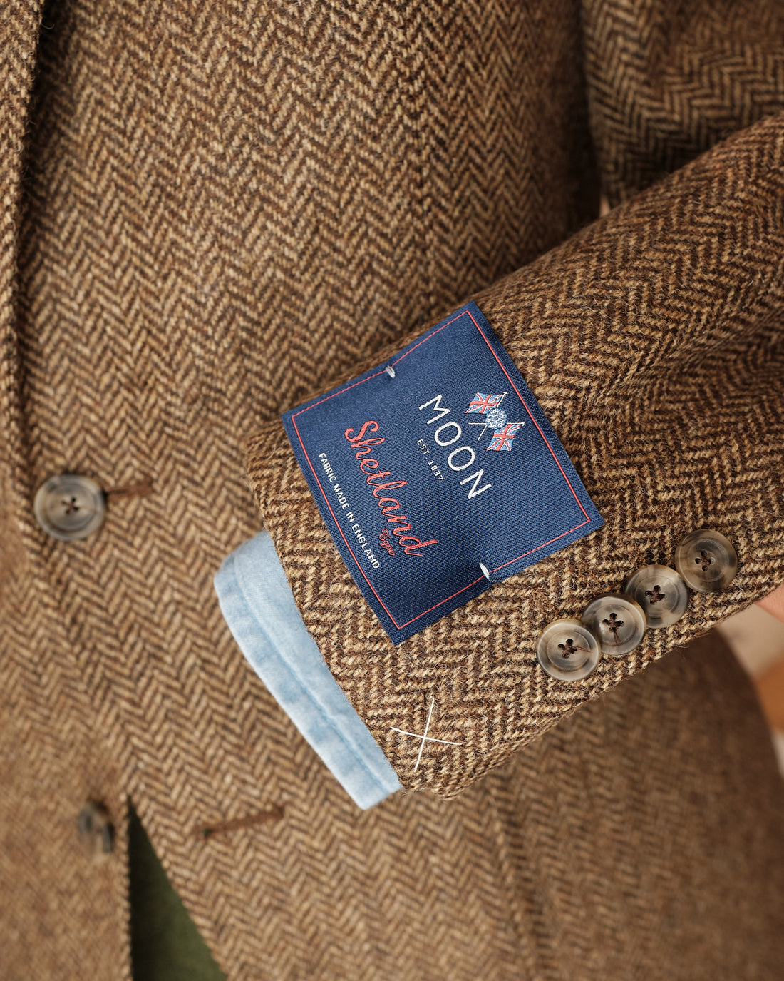 Shetland wool Herringbone Brown Blazer