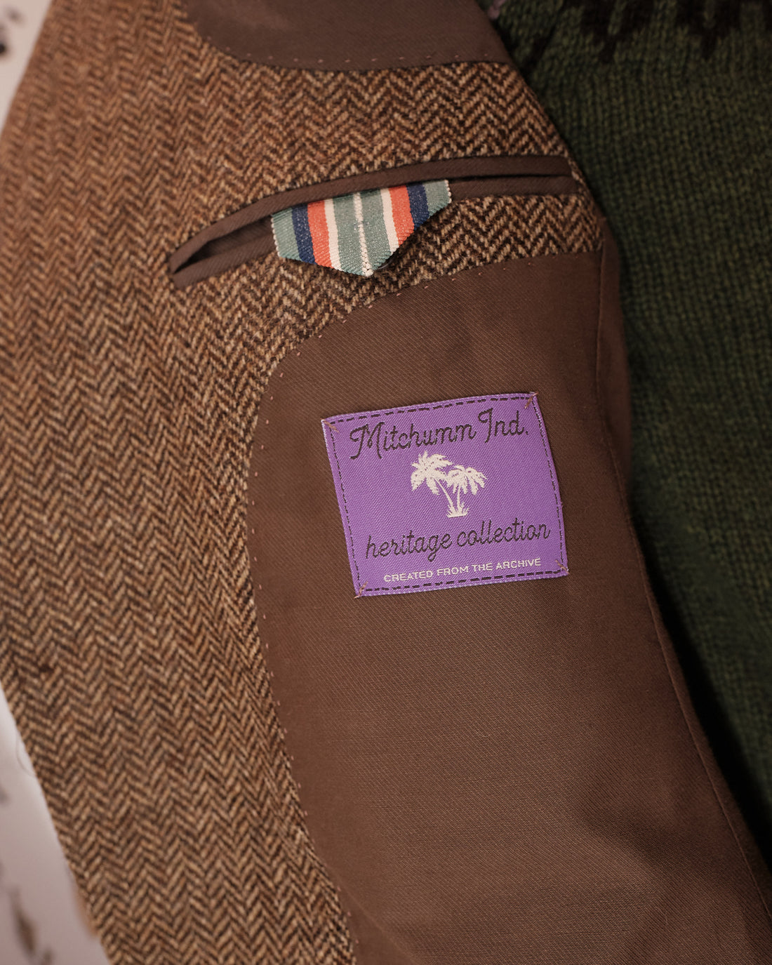 Shetland wool Herringbone Brown Blazer