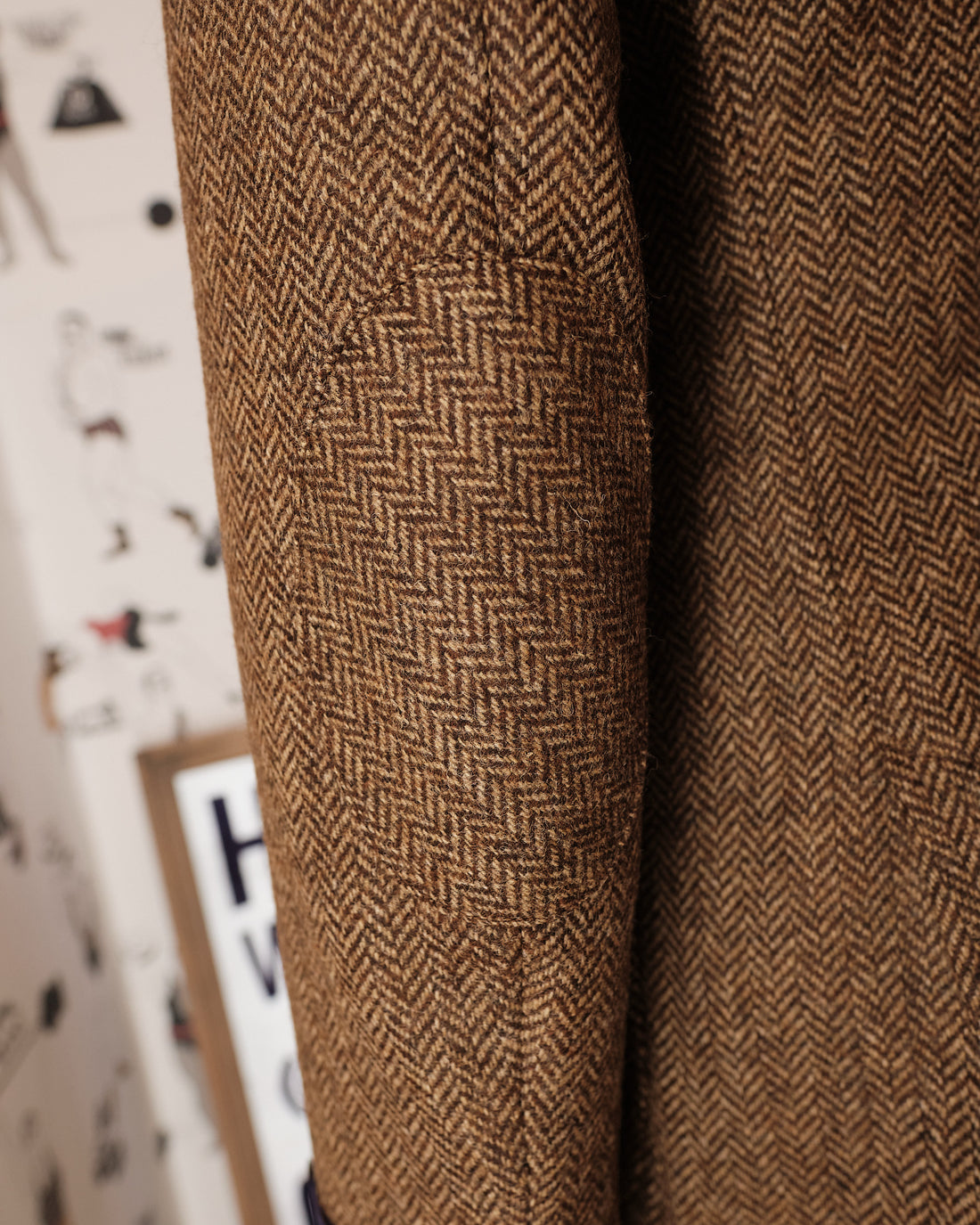 Shetland wool Herringbone Brown Blazer