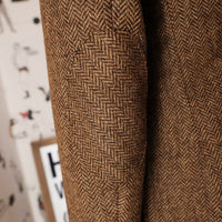 Shetland wool Herringbone Brown Blazer
