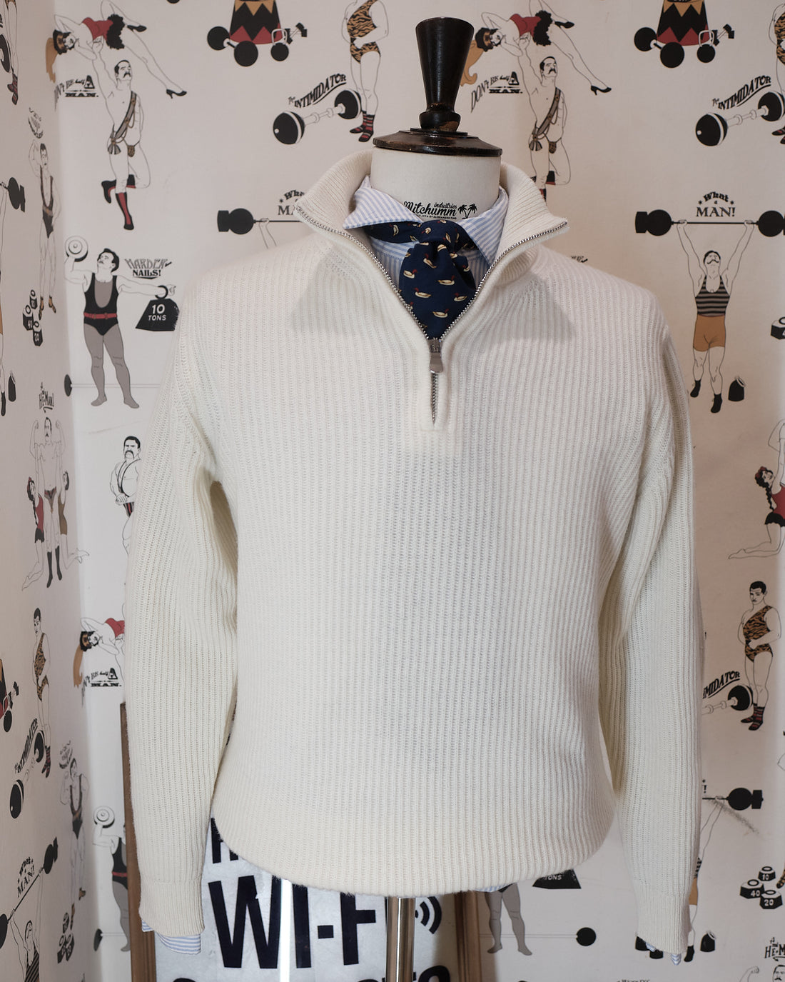 Off White Wool 1\2 Zip