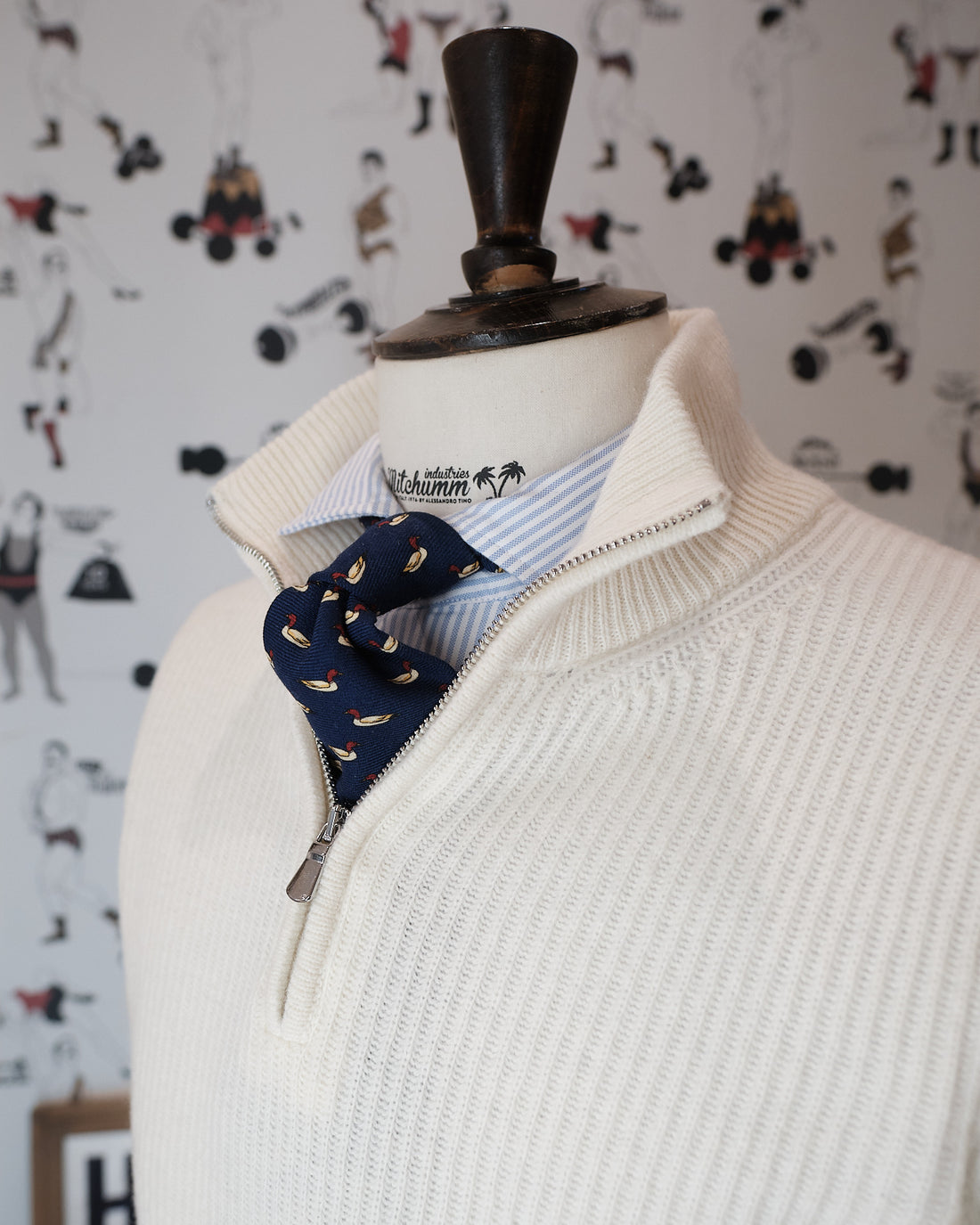 Off White Wool 1\2 Zip
