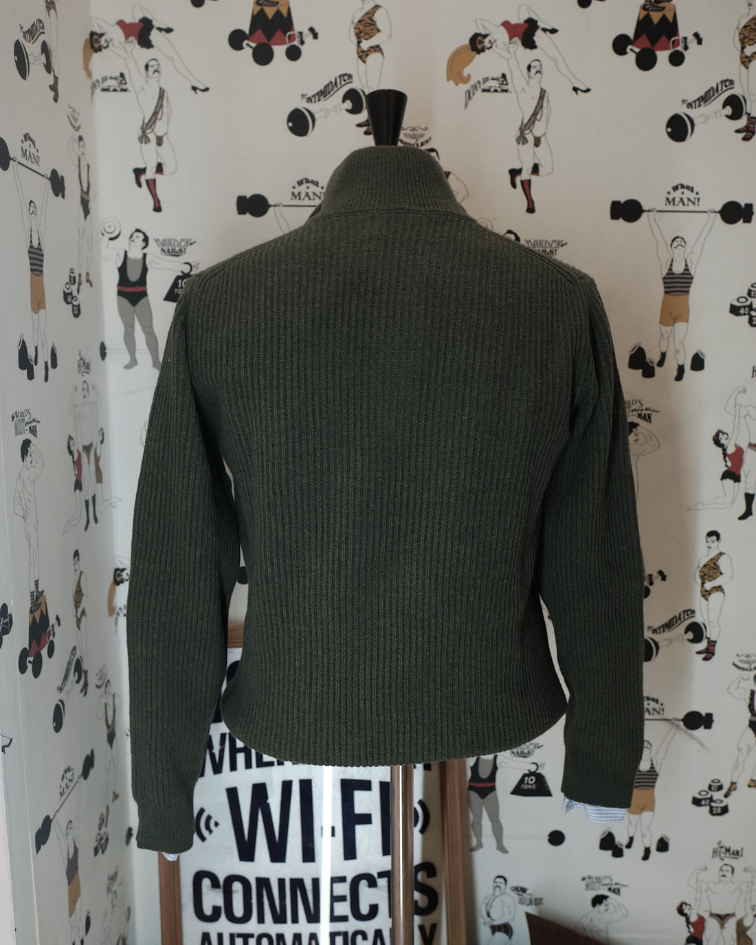 Olive Green Wool 1\2 Zip