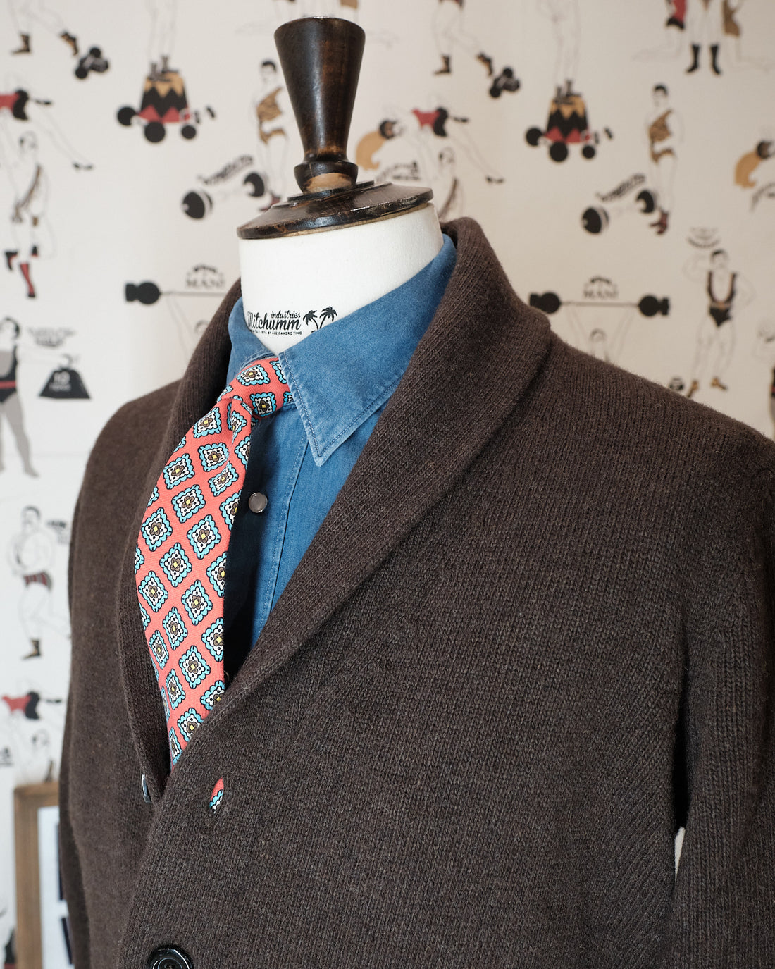 Brown Wool Shawl Collar Cardigan
