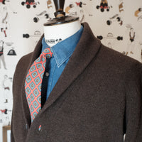 Brown Wool Shawl Collar Cardigan
