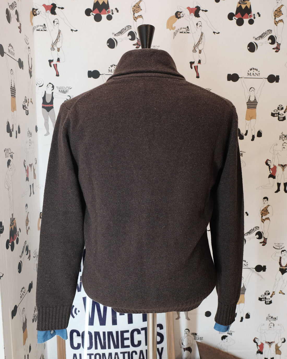 Brown Wool Shawl Collar Cardigan