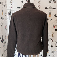 Brown Wool Shawl Collar Cardigan