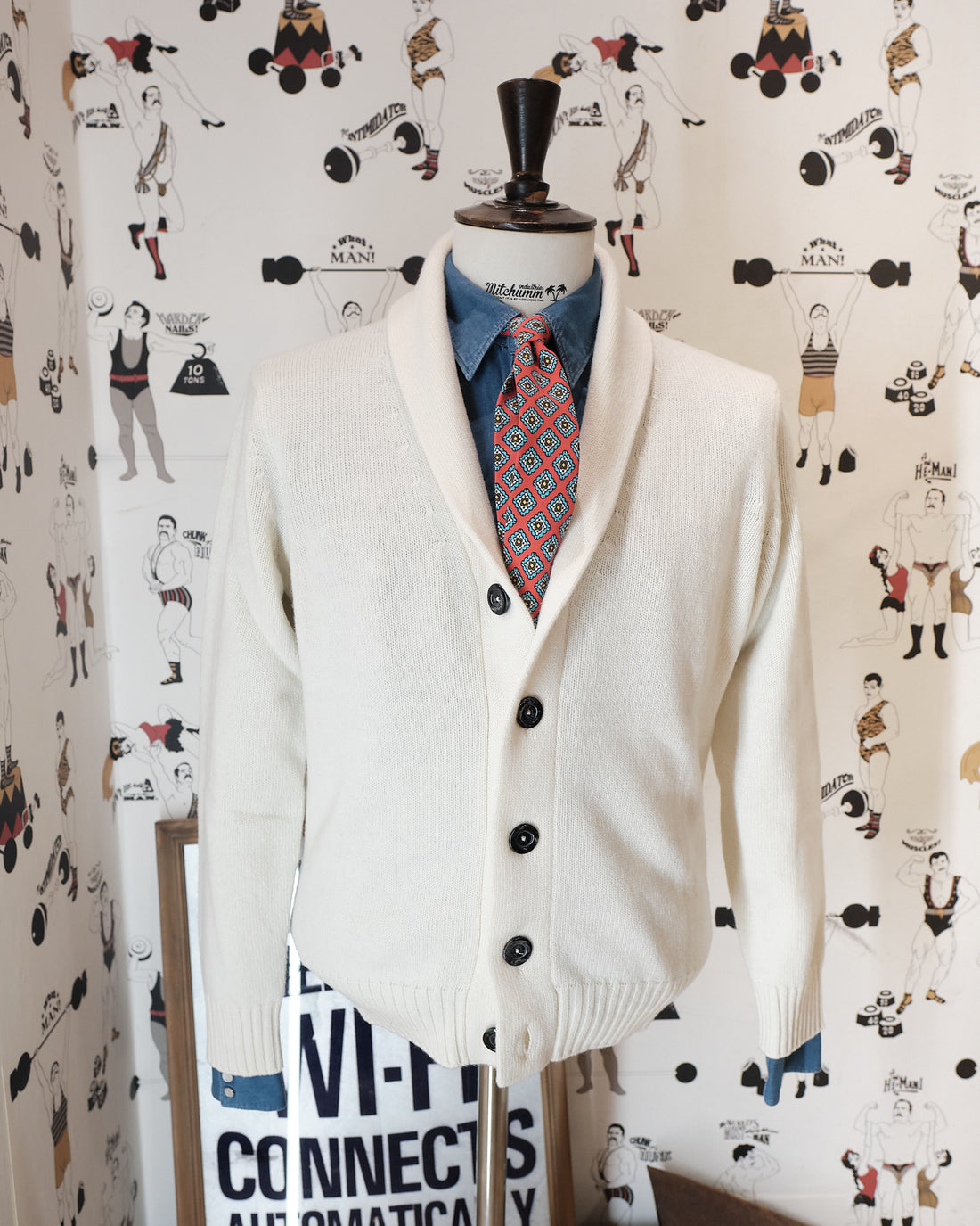 Cream Wool Shawl Collar Cardigan