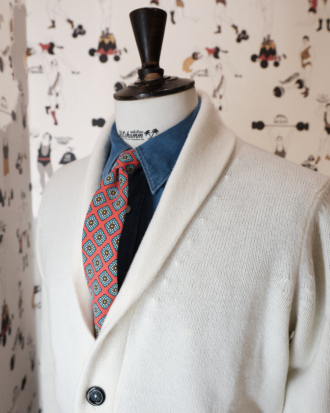 Cream Wool Shawl Collar Cardigan