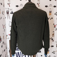 Military Green Wool Shawl Collar Cardigan
