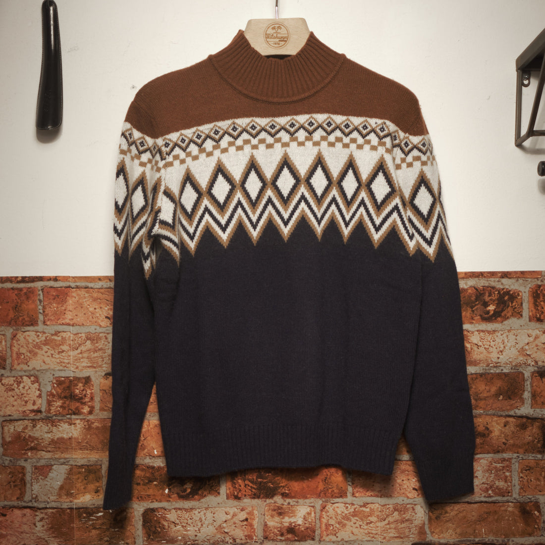 Blue and Brown Vintage Chalet Turtleneck