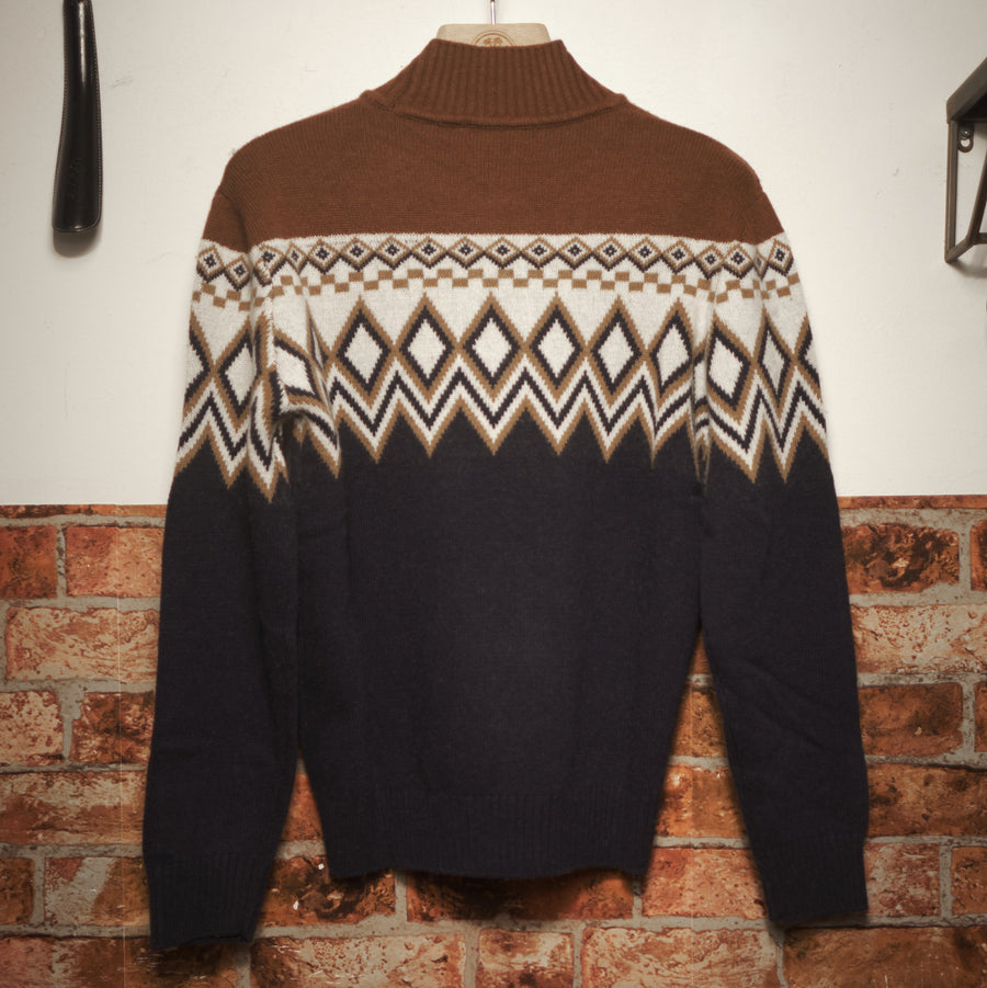 Blue and Brown Vintage Chalet Turtleneck
