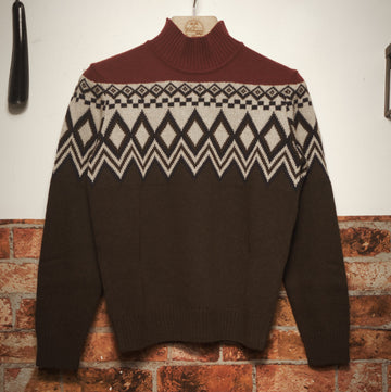 Brown and Burgundy Vintage Chalet Turtleneck