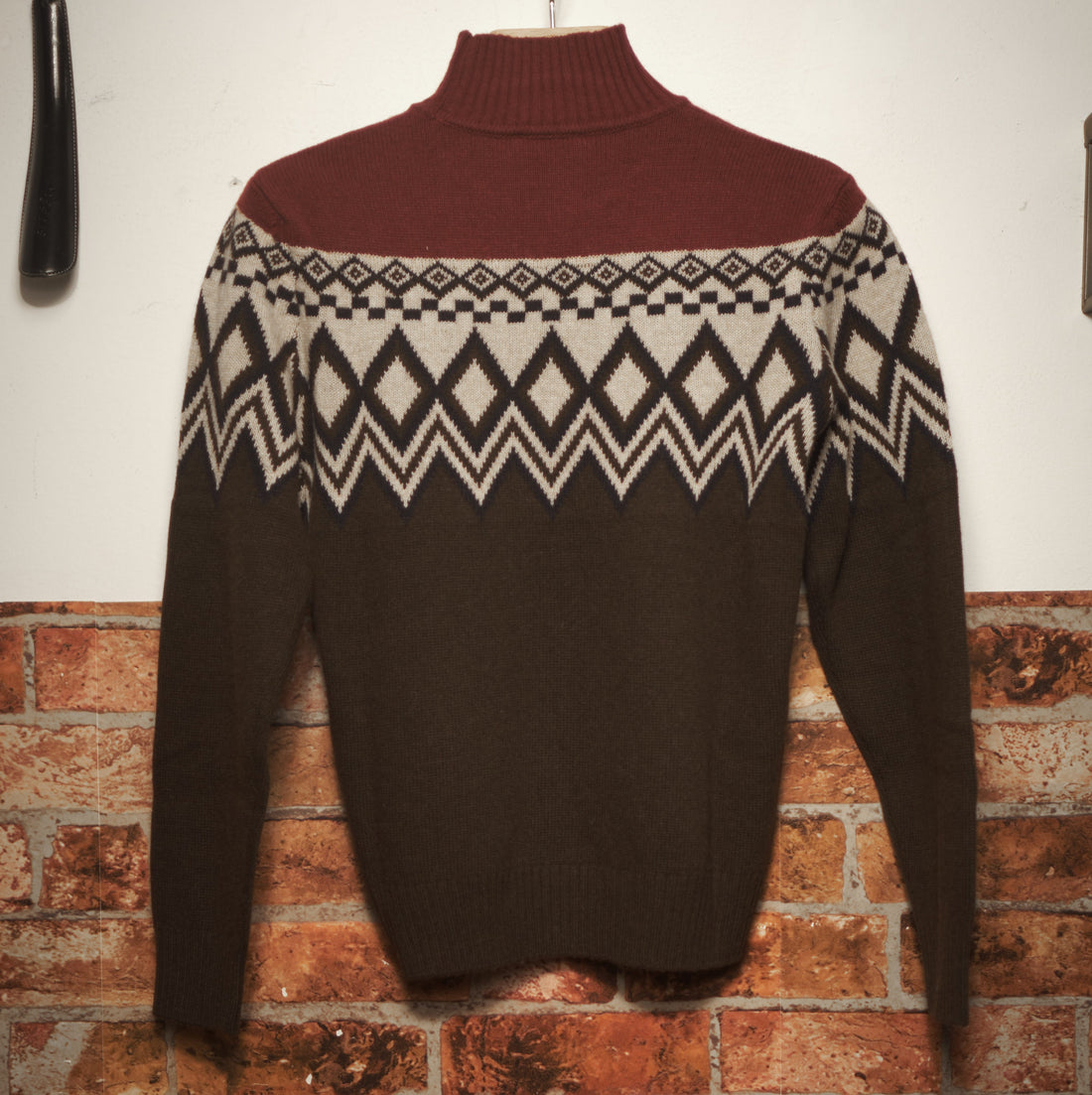 Brown and Burgundy Vintage Chalet Turtleneck