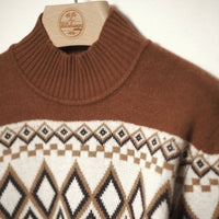Blue and Brown Vintage Chalet Turtleneck