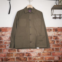 Olive herringbone cotton worker jacket