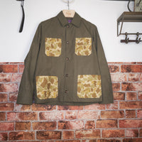 Waxed olive cotton worker jacket