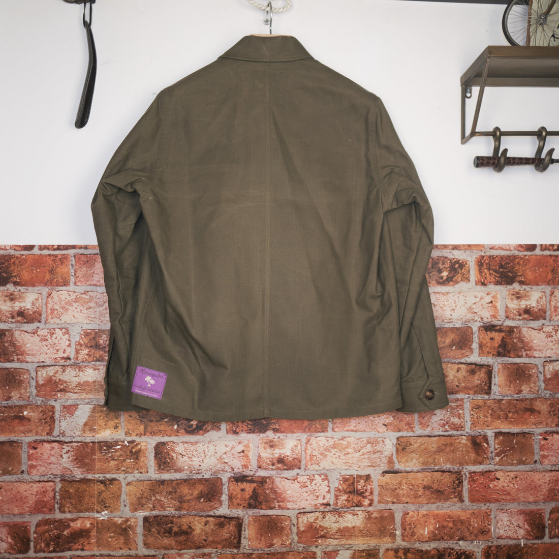 Waxed olive cotton worker jacket