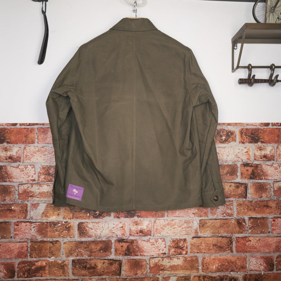 Waxed olive cotton worker jacket