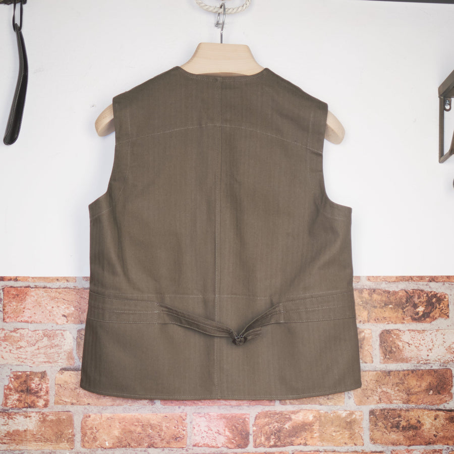 Olive Herringbone Worker Vest