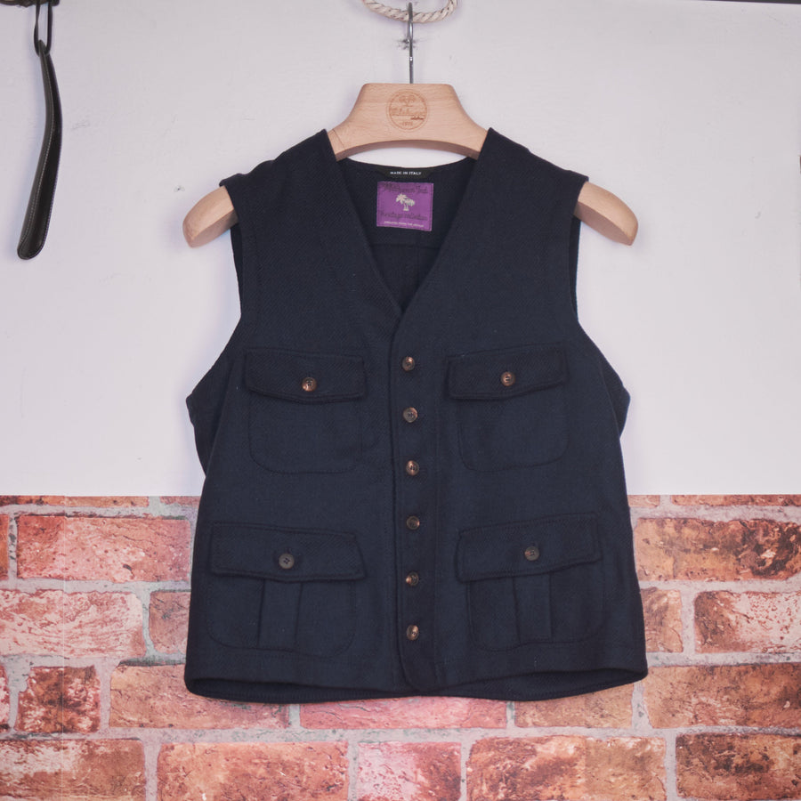 Navy Shetland wool worker vest