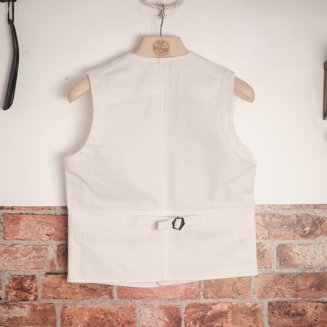 White and olive herringbone 12oz cotton vest