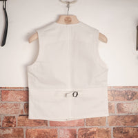 White and olive herringbone 12oz cotton vest