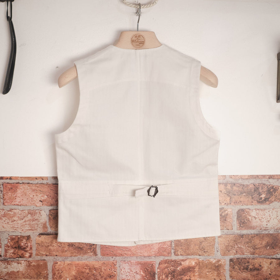 White and olive herringbone 12oz cotton vest