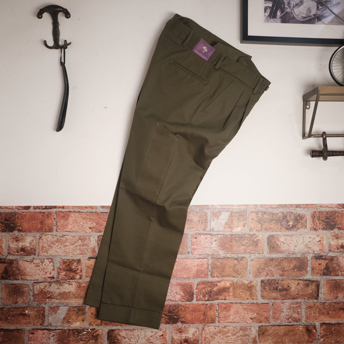 Oversize Olive green cotton worker pant