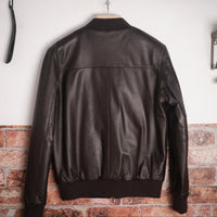 Dark Chocolate Brown Leather zip Jacket