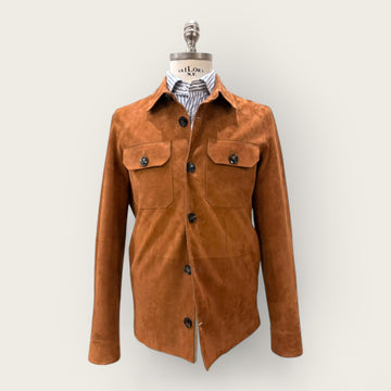 Tobacco Suede leather overshirt
