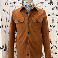 Tobacco Suede leather overshirt