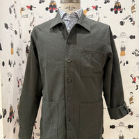 Olive Green seersucker cotton worker overshirt