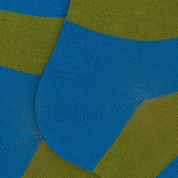 Acid gree/sky blue two-tone stripes long socks