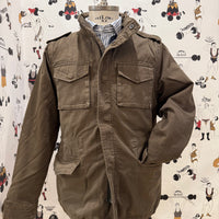 Washed and lined cotton field jacket - military brown