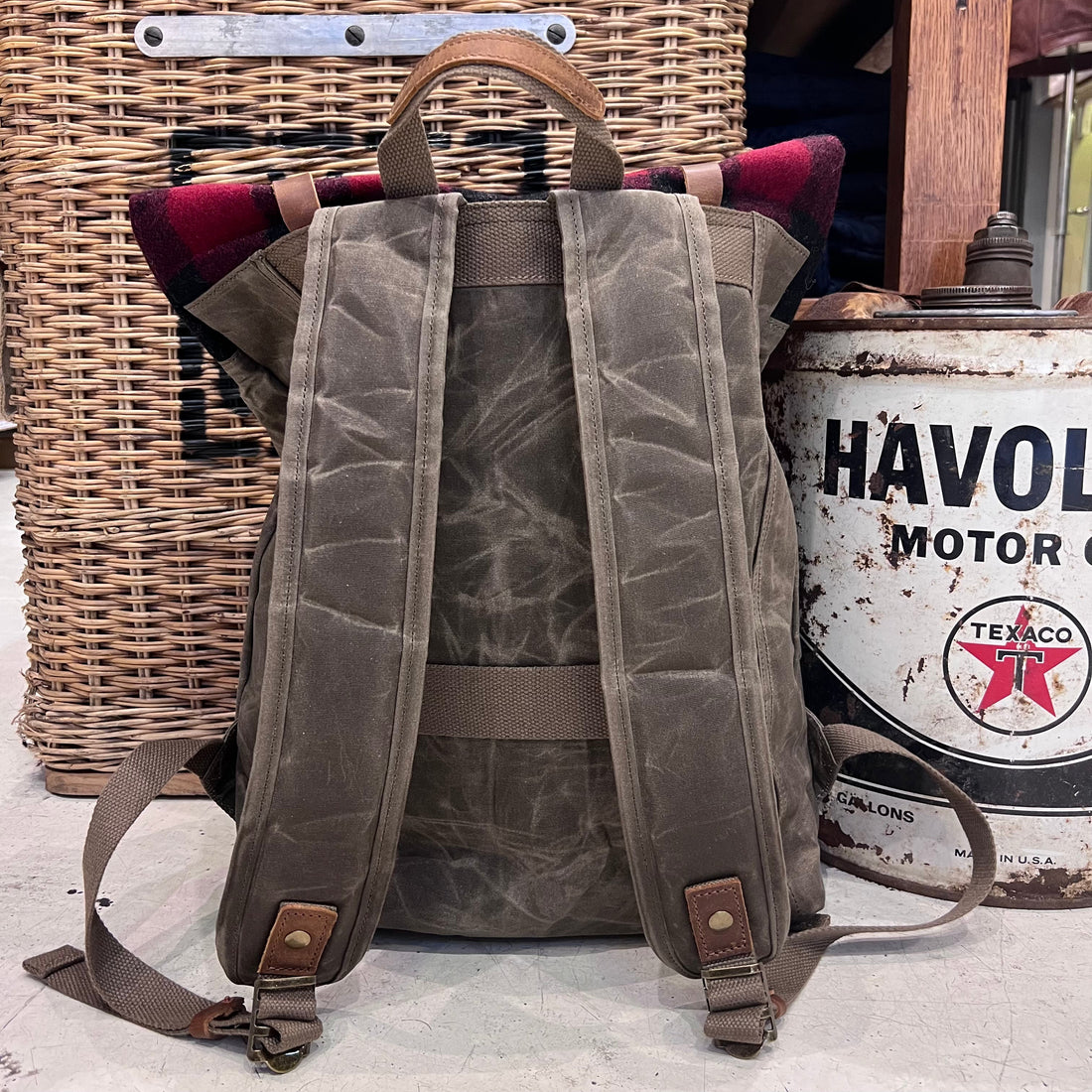 heritage military waxed backpack