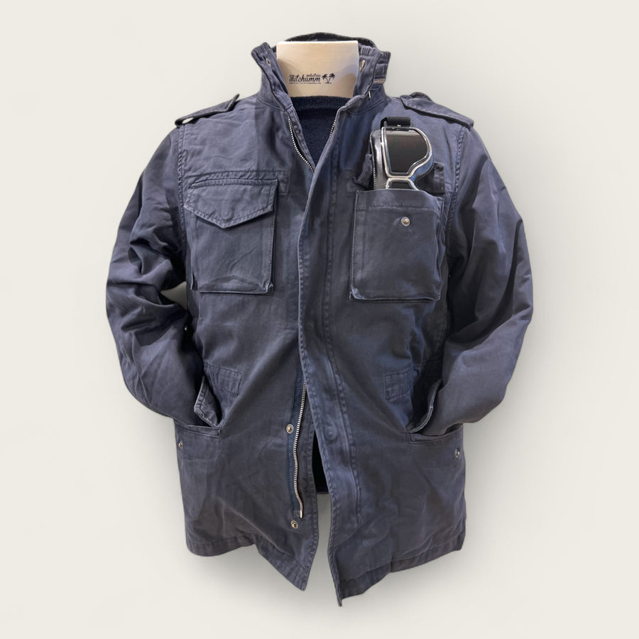 Washed and lined cotton field jacket - Navy