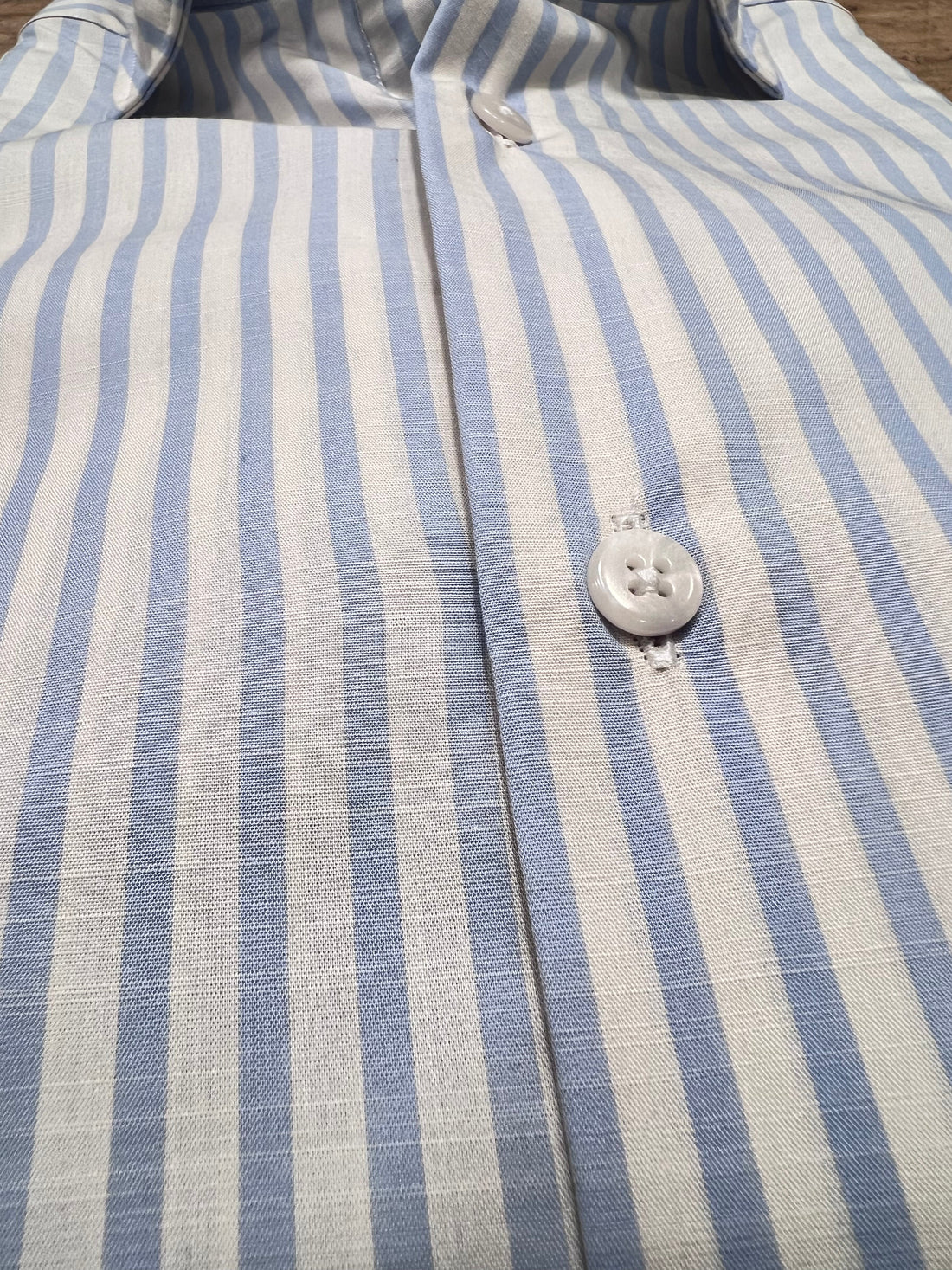 Light cream and baby blue striped shirt