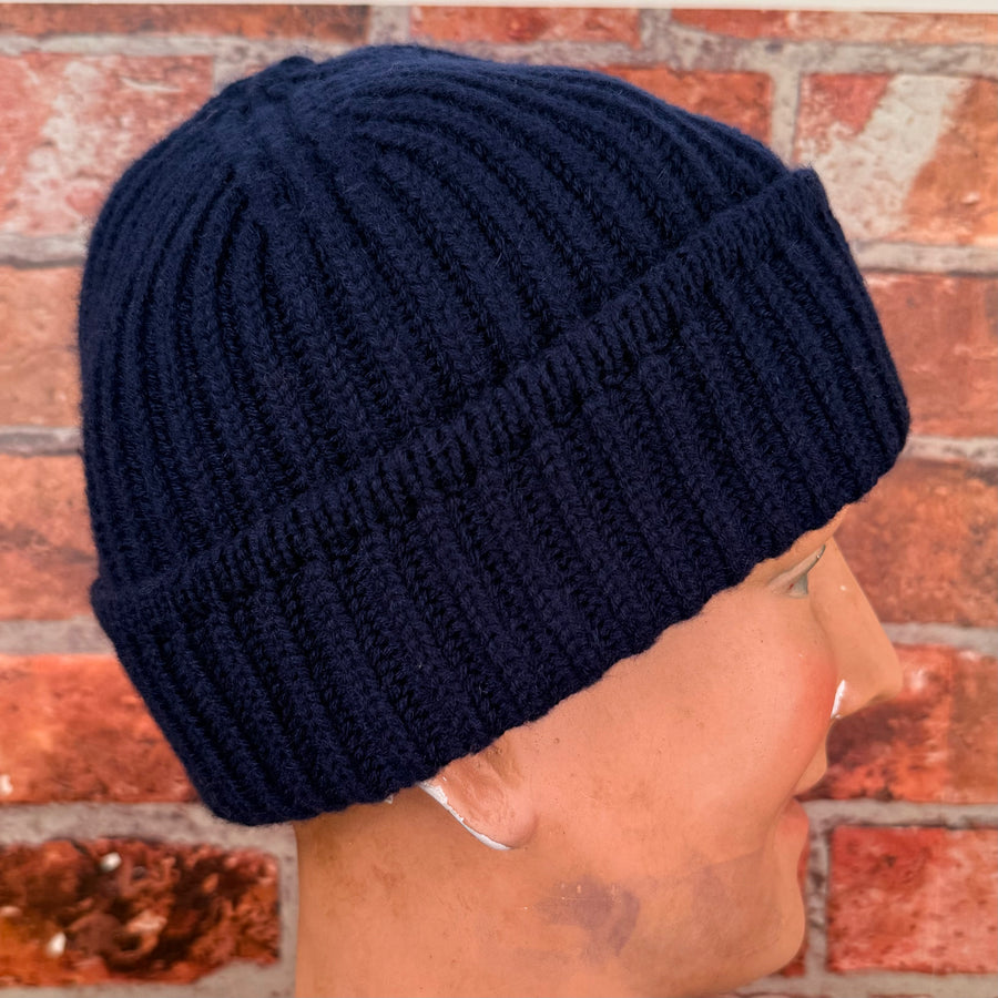 Navy blue cashmere beanie
