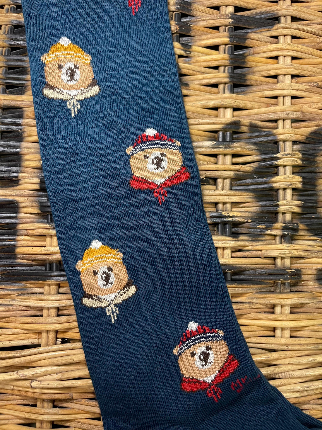 Teddy with beanie and bandana socks - Teal Blue