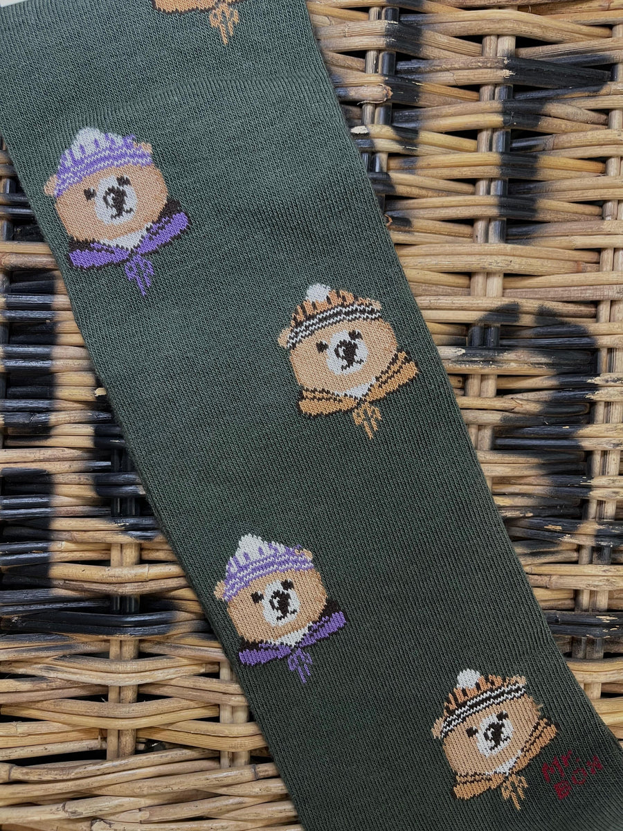 Teddy with beanie and bandana socks - Teal Blue