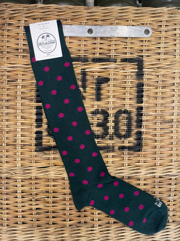 Polka dots socks - Bottle green/Fuchsia