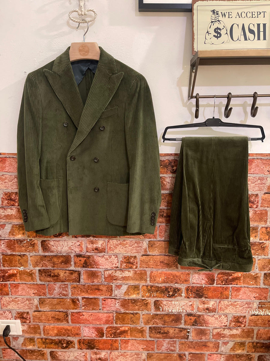 Double breasted moss corduroy blazer