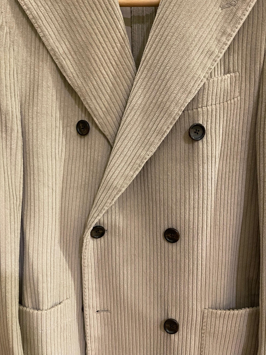 Double breasted off-white corduroy blazer