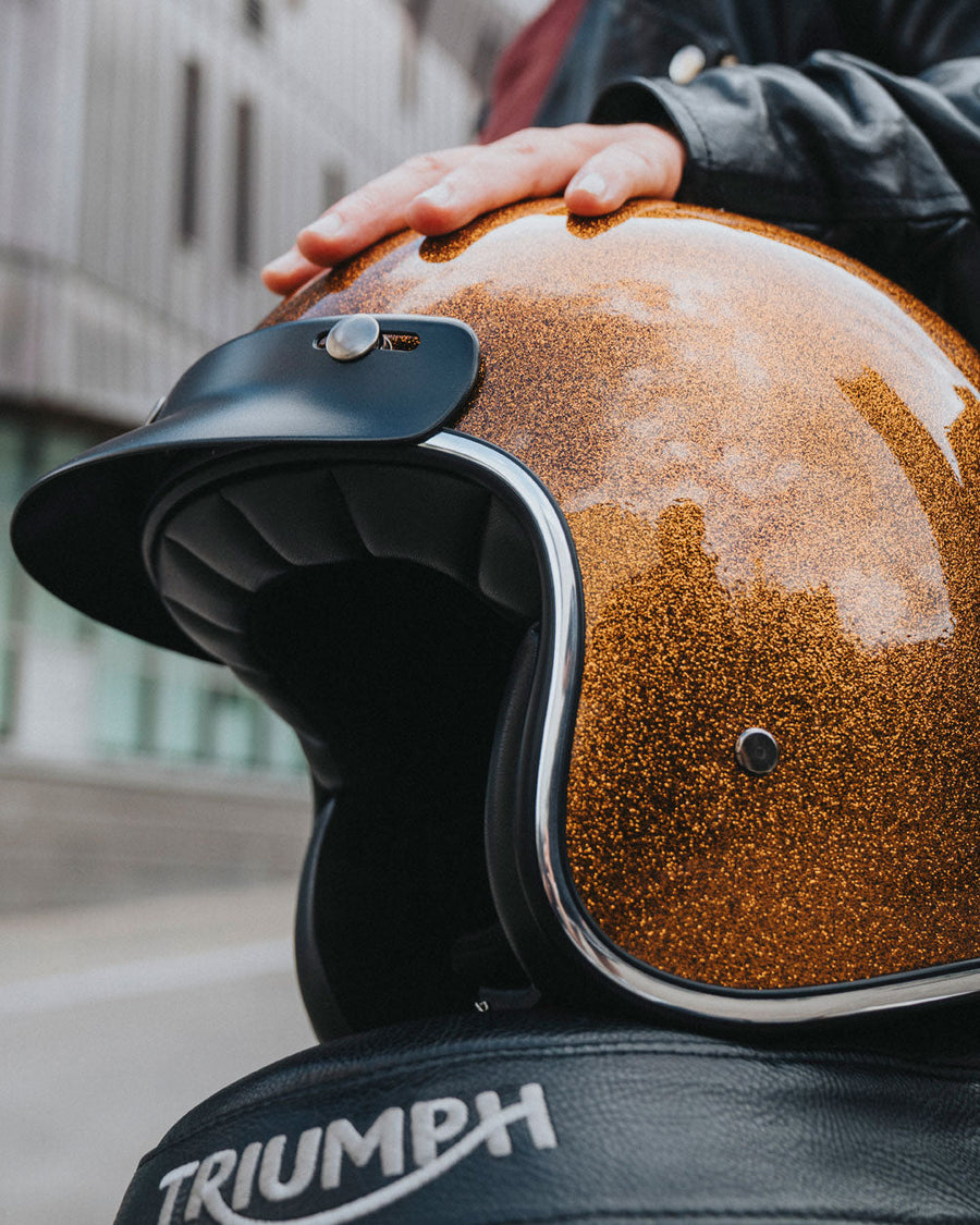 gold metal flake motorcycle helmet The Classic open face Helmet