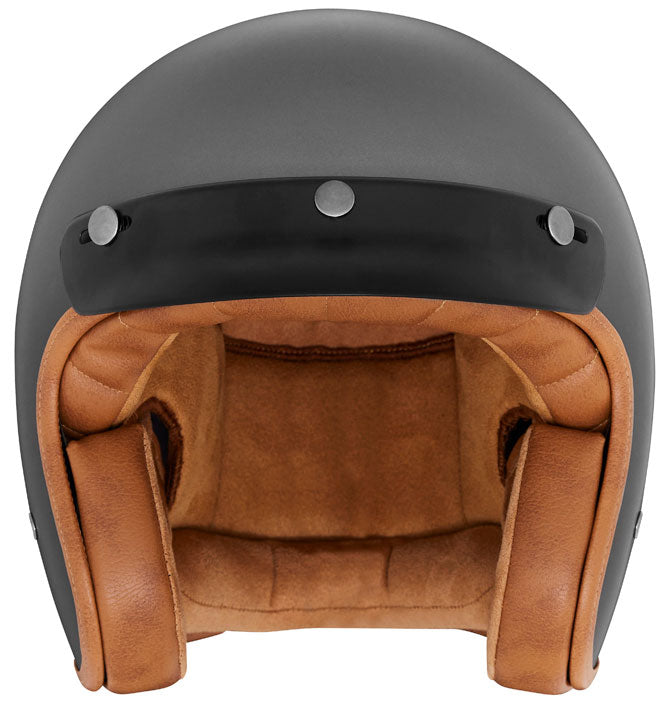 The Classic open face Helmet - Titanium Matte with light brown lining